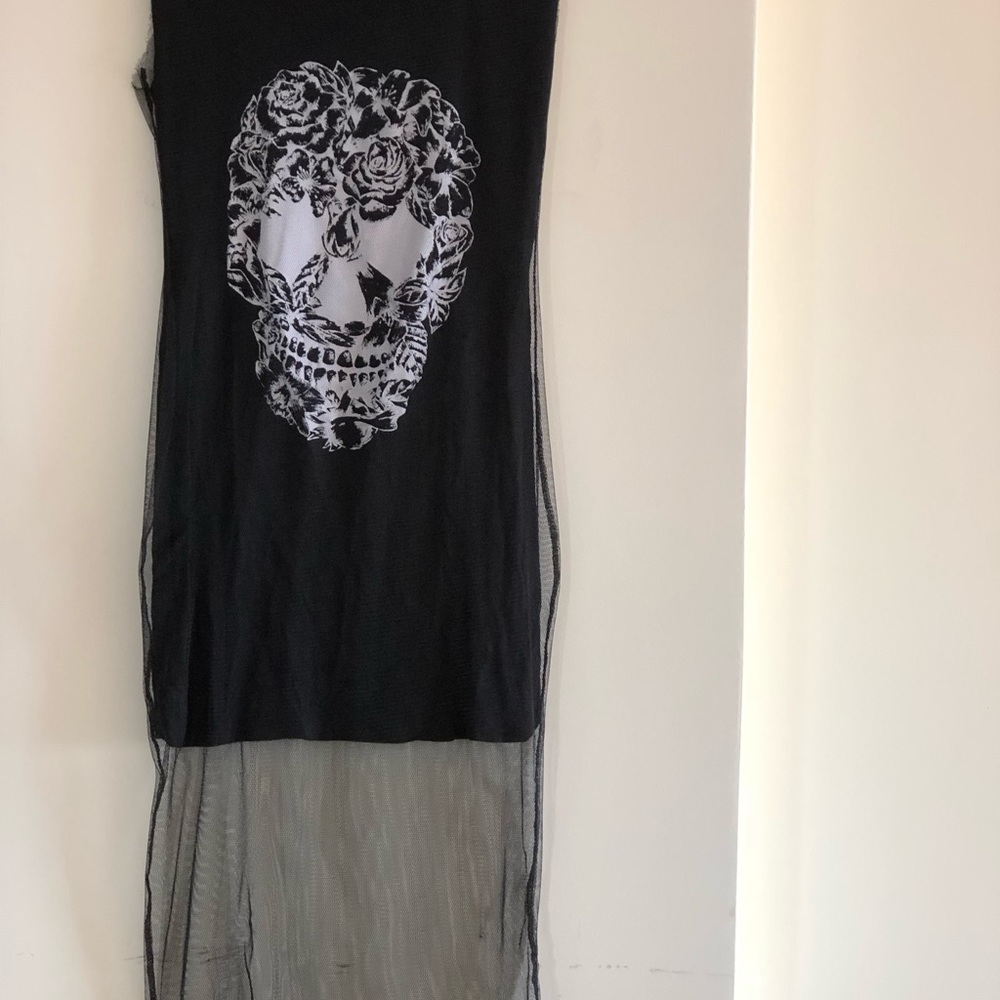 Rose and Skull Sheer Dress Size S pre-owned